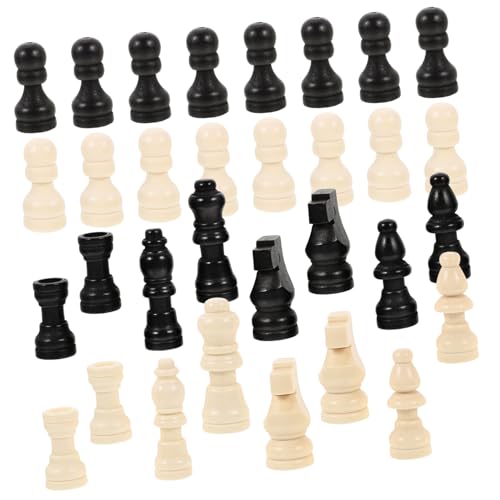 SUPVOX 2 Sätze Mini Schachfiguren Set aus Holz Kleine Schachsteine in Schwarz und Weiß Set Schachspiel Zubehör für Brettspiele als Ersatzstücke von Supvox