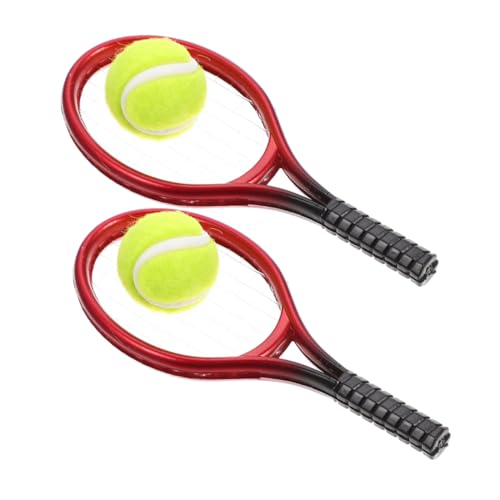 SUPVOX 2 Sätze Miniatur Tennis Set Pack mit Detailreichen Schlägern und Bällen Puppenhaus Sportzubehör für Spiel und Dekorationszwecke von Supvox
