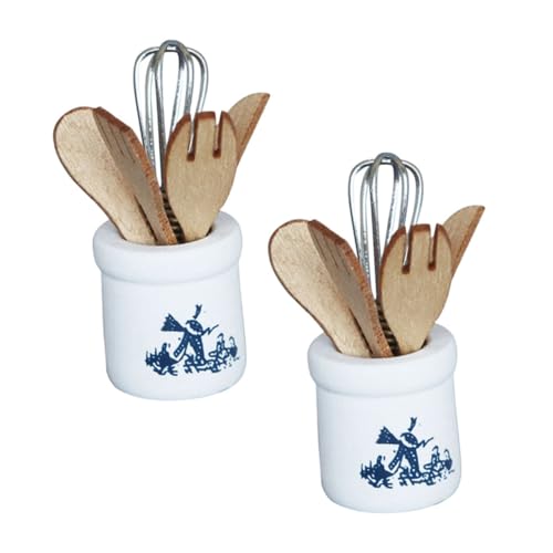 SUPVOX 2 Sätze Miniaturküchenset Puppenstuben-Küchenutensilien Miniatur-Puppenhauszubehör Mini-Hauskochgeschirr Mini-Küchenutensilien Küchenzubehör für Puppenstuben Möbel Miniatur hölzern von Supvox