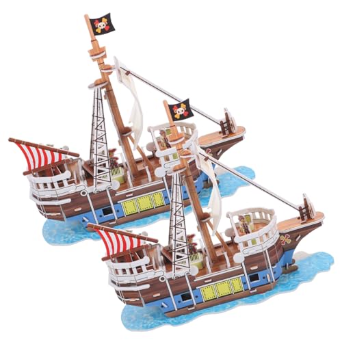 SUPVOX 2 Sätze Papierpuzzle Segelboot Modellbausatz Piratenschiff für Erwachsene und Kreatives Lernspielzeug Hand Auge koordination und Geduld Dekoratives Bausatzspielzeug von Supvox