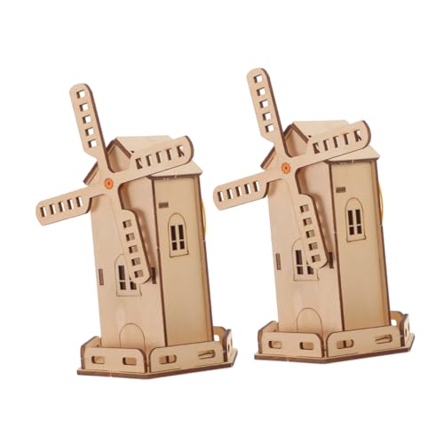 SUPVOX 2 Sätze Solar Holz Windrad Bausatz für DIY Wissenschaft Experiment Kit Solarbetrieben Sicher Präzise Geschnitten Fördert Beobachtung für Kindergeburtstag und Garten von Supvox