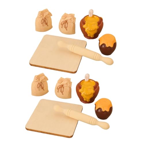 SUPVOX 2 Satz Miniatur Küchen mit Nudelholz Honigtopf Mehlbeutel Miniatur Lebensmittel Puppenhaus Zubehör für Backen DIY Szene und Foto Requisiten von Supvox