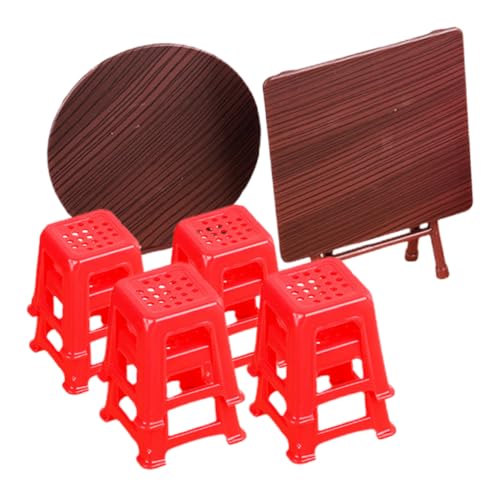 SUPVOX 2 Satz Miniatur Puppenhaus Möbel Set Teiliges Vintage Klapp Tisch und Stuhl Modell Realistische Puppenhaus Accessoires aus Robustem Vielseitig für Kreative Spiel und von Supvox