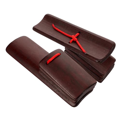SUPVOX 2 Stück Bambus-Allegro Musikinstrument Handklöppel Partygeschenke im Klassenzimmer Kinderschlaginstrument Fingerkastagnetten Kastagnetten mit Griff Holzklöppel Brown von Supvox