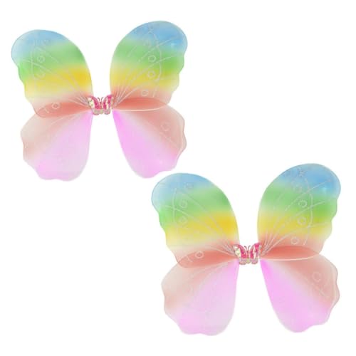 SUPVOX 2 Stück Bunte Schmetterlingsflügel Teilig Nymph Kostüm Zubehör für Bühne Tanz Halloween Party Verkleidung Mädchen Zubehör von Supvox