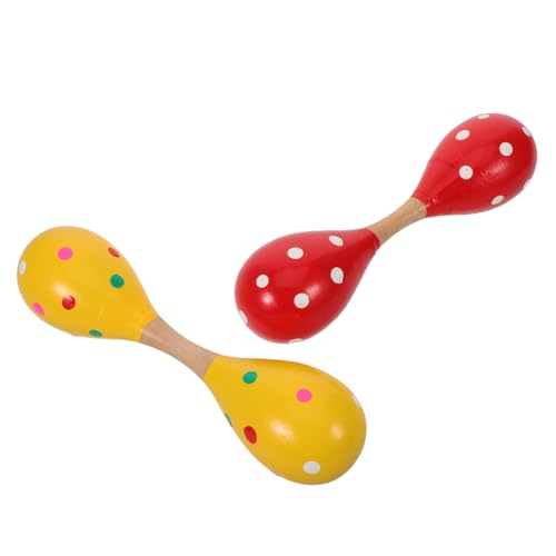 SUPVOX 2 Stück Doppelseitige Holz-Maracas Musikinstrumente für Frühkindliche Bildung Rhythmische Handpercussion Rasseln Shaker für Motorik Hörtraining von Supvox
