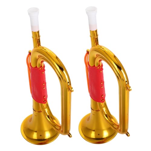 SUPVOX 2 Stück Goldene Kindertrompete Kunststoff Bugle Trompete für Bühne Spiele und Party Anfeuern Musikinstrument Fanfare Lärm Horn Requisiten von Supvox
