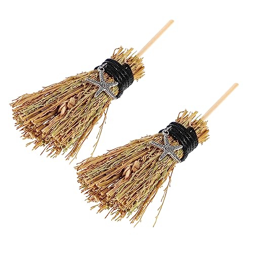 SUPVOX 2 Stück Halloween Mini Besen Anhänger Dekorativer Hexenbesen Realistischer Form Leichtes DIY Halloween Bastelzubehör für Partydekoration und Kreative Handwerkskunst von Supvox