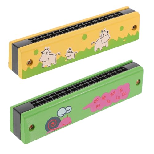 SUPVOX 2 Stück Holz Mundharmonika Teiliges Kinderfreundlich Griff Musikinstrument für Anfänger und Junge Musiker für Mädchen Jungen von Supvox