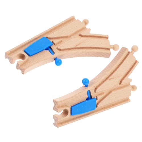 SUPVOX 2 Stück Holz Schienen Weichen für Eisenbahnspielzeug Erweiterung für Holz Zugsets Kompatibel mit Gängigen Marken Fördert Kreatives Spiel und Motorische Fähigkeiten von Supvox