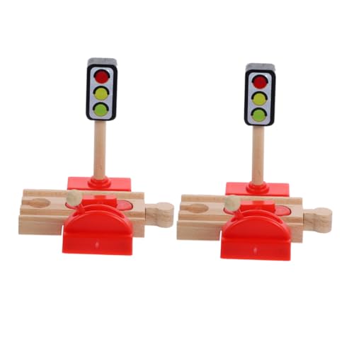 Supvox Holz Zug Spielzeug Satz 2 Stücke Verkehrssignal Eisenbahnschranke Kleiner Simulation für Kinder Kreatives Zubehör für Holzeisenbahnen Interaktive Spielszenen von Supvox
