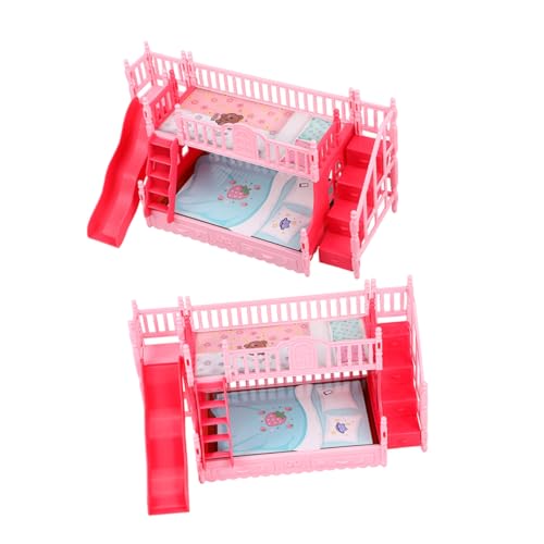 SUPVOX 2 Stück Kinderpuppenmöbel Puppenhausbett Puppenmöbel Babypuppen Zubehör Etagenbett Puppenhaus Babymöbel Puppenhaus Miniatur Etagenbetten Ornamente Abs von Supvox