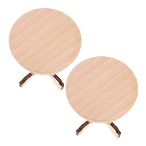 SUPVOX 2 Stück Maßstab Rundes Holz-couchtisch Modell Natürliches Wohnzimmer-dekor Feine Handwerkskunst Leicht und Tragbar für Sammlungen von Supvox