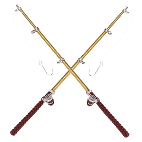 SUPVOX 2 Stück Miniatur Angelruten Modell Micro Fishing Rods für Basteln Mini Haus Zubehör Puppenhaus Dekoration Realistische Mini Angelruten Handgefertigt von Supvox