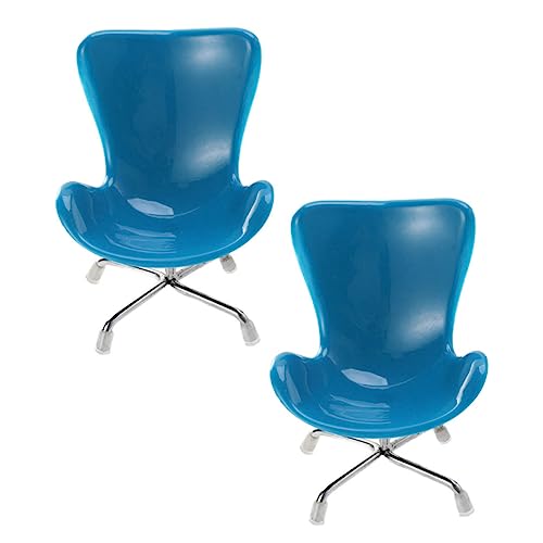 SUPVOX 2 Stück Miniatur Computerstuhl Teiliges aus Kunststoff Langlebiges DIY Puppenhaus Möbel Zubehör Realistisch Gestalteter Blauer Mini Drehstuhl für Spielhaus Dekoration von Supvox