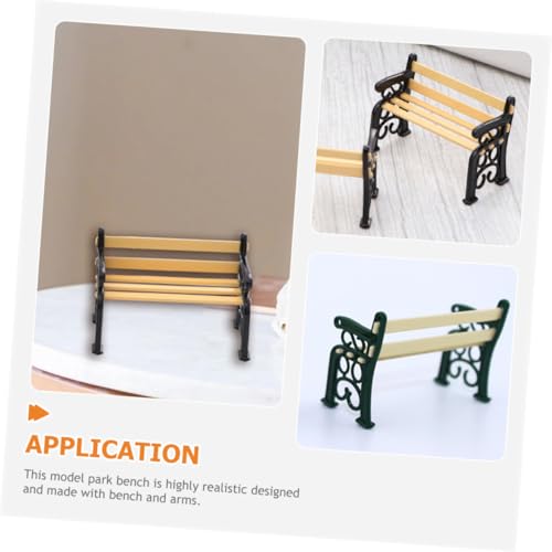 SUPVOX 2 Stück Miniatur Gartenbank Miniaturmöbel für Puppenhaus und Mini Haus Dekoration Kompakte Grüne und Schwarze Mini Parkbank für Gartenlandschaft und Puppenhaus Zubehör von Supvox