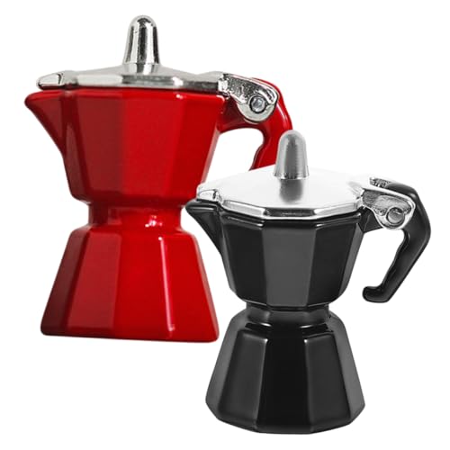 SUPVOX 2 Stück Miniatur Kaffeekanne Teiliges Mini Haus Zubehör Puppenhaus Dekoration Miniatur Kaffeemaschine Modell Rot Schwarz für Puppenhaus Küche von Supvox