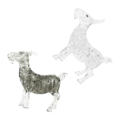SUPVOX 2 Stück Puzzle Ziegenfigur Kunststoff Kristalloptik Tierstatue Wohnkultur Büro Schlafzimmer Regal Dekoration Detailreiche Handgefertigte Tierfigur von Supvox