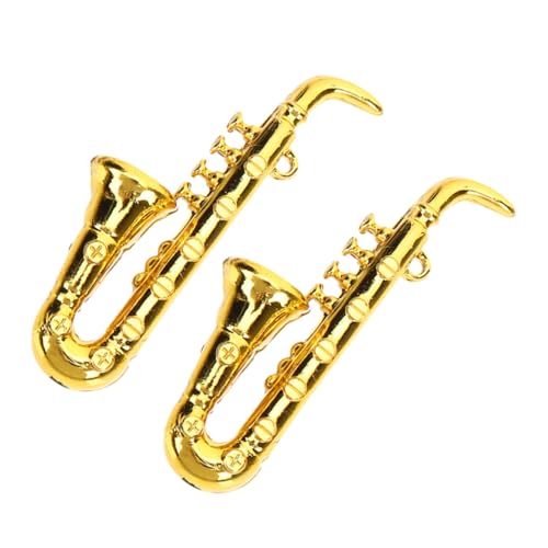 SUPVOX 2 Stück Saxophon Modell Detailgetreues Musikinstrument für Puppenhaus Hochwertige Dekoration für Musikzimmer Geschenkidee für Sammler von Supvox