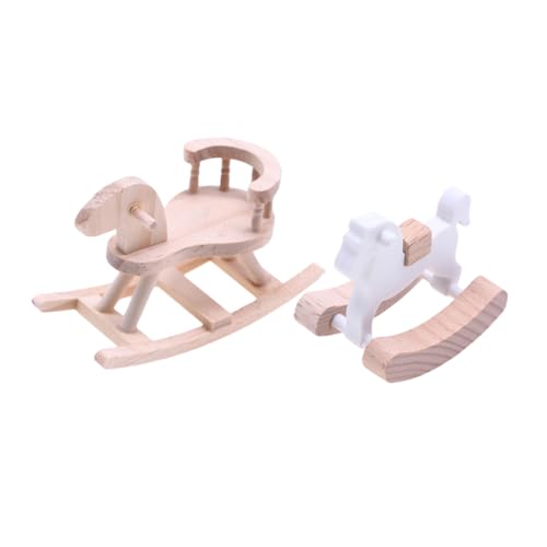 SUPVOX 2 Stück Schaukelpferd Aus Holz: Puppenhausmöbel, Puppenhauspferd Aus Holz, Schaukelstuhl, Miniaturstuhl, Puppenhausmöbel Für Puppenhäuser, Für Liebhaber, Für Freunde, Verschiedene von Supvox