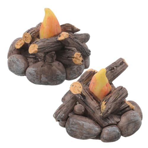 SUPVOX 2 Stück Szenen Feenparty Realistische Dekorationen Lagerfeuer Basteln Mikro Dekoration Kinderbedarf Pit Brown Camping Gefälschtes Mini Ornament Dekor Für – von Supvox