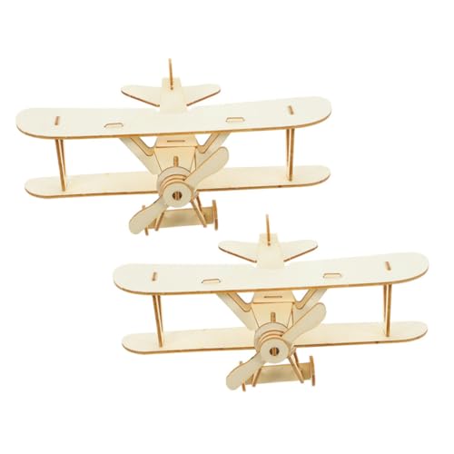 SUPVOX 2 Stück Teiliges DIY Holzflugzeug Modell Set Unvollendetes Bastelspielzeug für Fördert Kreativität und Soziale Fähigkeiten Sicher und Kinderfreundlich für Gruppenaktivitäten von Supvox