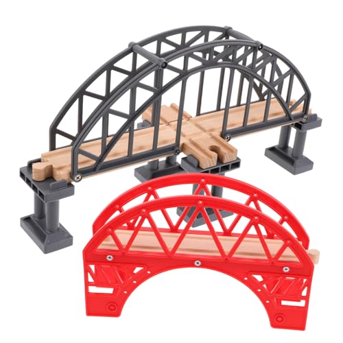 SUPVOX 2 Stück Teiliges Holzschienen brücken Holzeisenbahn Flexibles Stecksystem Pädagogisches für Einfache Montage Vielseitige Gleisverbindung und Kreative Zugstrecke von Supvox