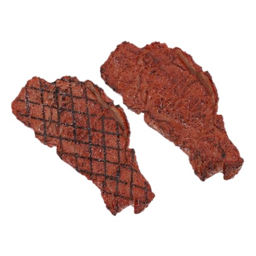 SUPVOX 2 Stück Teiliges Künstliches Steak Realistische Gefälschte Steak Modelle mit Rautenmuster Sichere und Langlebige Dekoration für Fotoshooting Rollenspiele und Küchen von Supvox