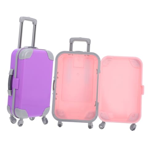 SUPVOX 2 Stück Teiliges Puppen Mini Trolley Koffer Miniatur Puppenhaus Koffer Rosa und Tragbarer Puppen Reisegepäckkoffer für Stilvoll Geräumig und Langlebig von Supvox