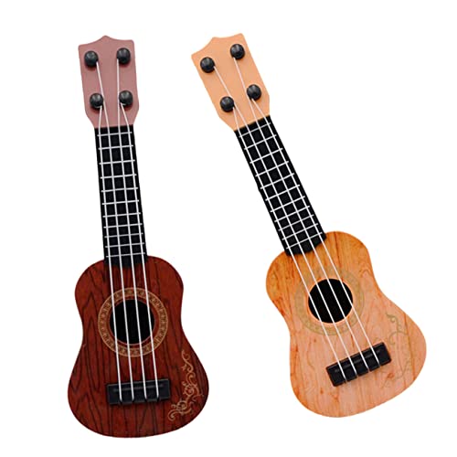 SUPVOX 2 Stück Ukulele Realistische Simulation Gitarre für Anfänger Robustes Kunststoffmodell in Gelb und Braun Pädagogisches Musikspielzeug für Frühe Musikalische Früherziehung von Supvox