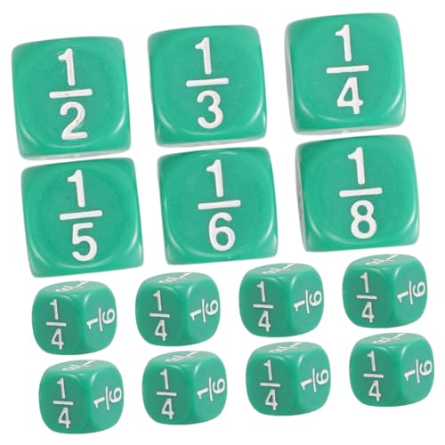 SUPVOX 20 Stück Bruchwürfel Lernspiel für Schule Mathematik für Pädagogisches Lernspielzeug Brettspiele Bar Würfelspiel Würfeln Acryl Green von Supvox
