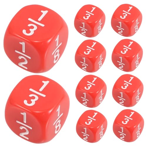 SUPVOX 20 Stück Bruchwürfel Würfeln Mathe-Spiele Solide Böse Würfelspielzeug Rechenwürfel Für Das Klassenzimmer Mathe-formblöcke Hof -Ornament Acryl Rot von Supvox