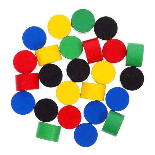 SUPVOX 20 Stück Mini Holz Schachspiel Zubehör Teilig Bunte Zylinder Spielsteine Holzspielzeug für Vielseitig Einsetzbar für Familienspiele und Aktivitäten von Supvox