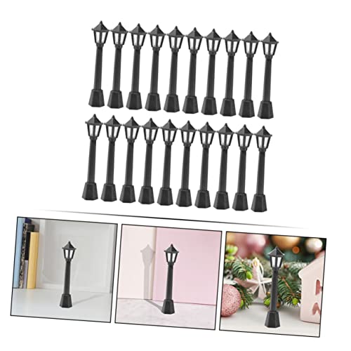 SUPVOX 20 Stück Mini Straßenlaternen Dekor Simulierte Straßenlampen Puppenhaus Zubehör Schwarz Mikro Landschaft Beleuchtung für Garten und Modellbau von Supvox