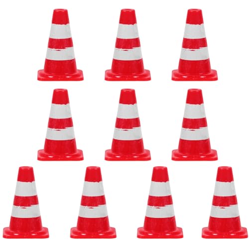 SUPVOX 20 Stück Straßenschild Barrikadenmodell Straßenkegelspielzeug Straßenbaukegel Verkehrsschilder aus Kunststoff Sandtischverzierungen Abs von Supvox