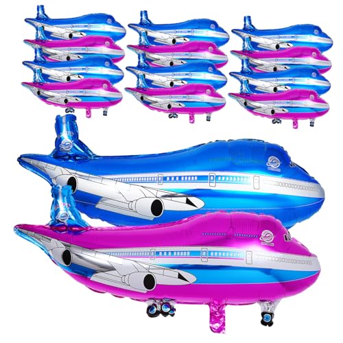 SUPVOX 20 Stück Teiliges Flugzeug Folienballon Leichte Aluminiumfolie Einfach Aufblasbar mit Luft oder Helium Blaue und Rosa Partydeko für Geburtstagsfeiern Themen Vielseitig Einsetzbar von Supvox