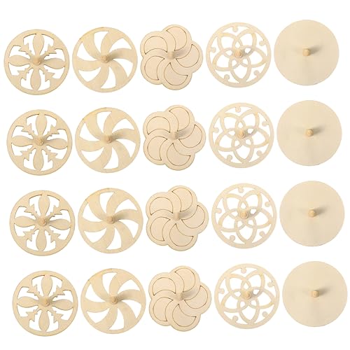 SUPVOX 20 Stück Teiliges Holzgyroskope zum Bemalen für Kreatives DIY aus Naturholz Fördert Motorik und Hand Auge Koordination Bastelaktivität für Jungen und Mädchen Zufällige Farbe von Supvox