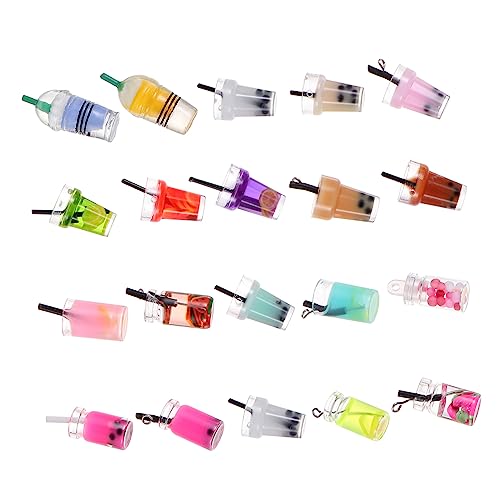 SUPVOX 20 Stück Teiliges Mini Milchtee Becher aus Sicherem Material Realistisches DIY Resin Anhänger Zubehör für Puppenhaus Deko Verschiedene für Kreative Mini Hausgestaltung von Supvox