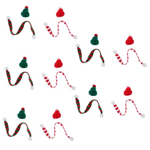 SUPVOX 20 Stück Teiliges Mini weihnachtsmützen Schals Set Kleine Puppenhaus deko Rote und Grüne Mini schals Vielseitige Weihnachtsdekoration für Flaschen Basteln und Festtagsaccessoires von Supvox