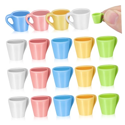 SUPVOX 20 Stück Teiliges Miniatur Tassen Realistische Puppenhaus Deko Langlebige Mini Becher aus Hochwertigem Material für Miniaturgeschirr und Stranddeko Farbenfrohe Kleine Tassen für von Supvox