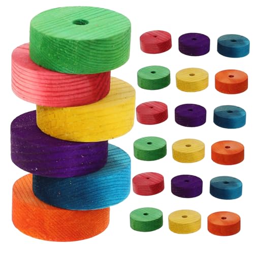 SUPVOX 24 Stück Teiliges Bunte Holzräder zum Basteln Natürliche Glatte Spielzeugräder aus Holz für DIY Modellbau Zubehör Fördert Feinmotorik und Kreativität von Supvox