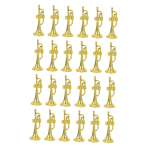 SUPVOX 24 Stück Teiliges Mini Trompeten Modellset Langlebige Dekorative Miniatur Trompeten für Hausdeko Fotorequisiten und Miniatur Sammlungen Goldfarben Detailreich und Robust von Supvox