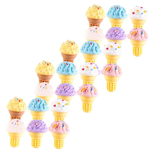 SUPVOX 24 Stück Teiliges Miniatur Eiscreme aus Harz Realistische Miniatur Eiscreme Deko für Puppenhaus DIY Zubehör Detailreiche Essensmodelle und Sammler von Supvox