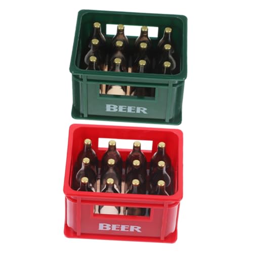 SUPVOX 2Stücke Miniatur Bierkiste mit Realistischen Mini Bierflaschen Puppenhaus Zubehör für Küche und Bar als Dekoration und Fotorequisiten für Garten und Puppenhaus von Supvox