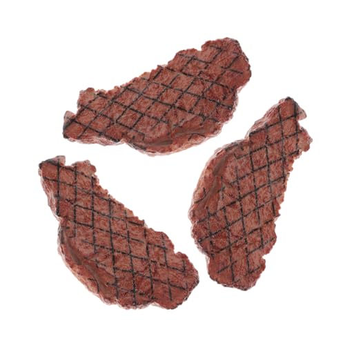SUPVOX 3 STÜCKE Teiliges Künstliches Steakmodell aus Sicherem Kunststoff Realistische Fleischdekoration für Küchen und Restaurant Deko Farbecht und Vielseitig Einsetzbar Täuschend Echtes von Supvox