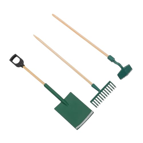SUPVOX 3 Sätze Maßstab Mini Gartengeräte Set mit Schaufel Harke Hacke für Puppenhaus DIY Garten Dekoration von Supvox