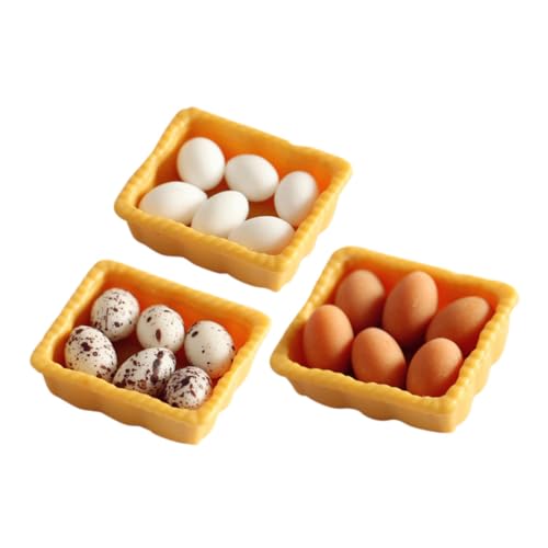 SUPVOX 3 Sätze Miniatur Eier Dekoration aus Robustem Harz Realistische Mini Eier Spielzeuge für Puppenhäuser und Mikrolandschaften Tragbar und Sicher für Dekorieren von Supvox