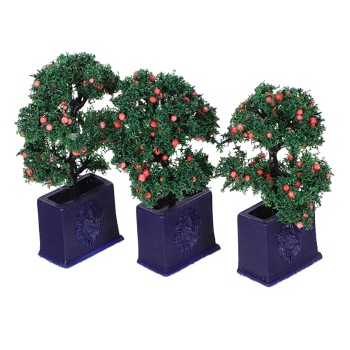 SUPVOX 3 Stück Miniatur Pflanzen Realistische Künstliche Topfpflanzen Dekorative Mini Fruchtbäume für Puppenhaus Fotorequisiten und DIY Bastelprojekte Kompakte Zimmerdeko von Supvox
