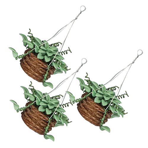 SUPVOX 3 Stück Miniatur Puppenhaus Deko Lebensechte Kleine Topfpflanzen Geeignet für DIY Puppenhaus Zubehör und Gartendekoration von Supvox
