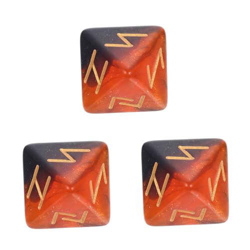 SUPVOX 3 Stück Seitige Bunte Acryl Rune Würfel Polyedrische und Spielwürfel mit Glatten Kanten Dekorative Spielrequisiten für Brettspiele und Rollenspiele Teiliges Mystisches Design von Supvox